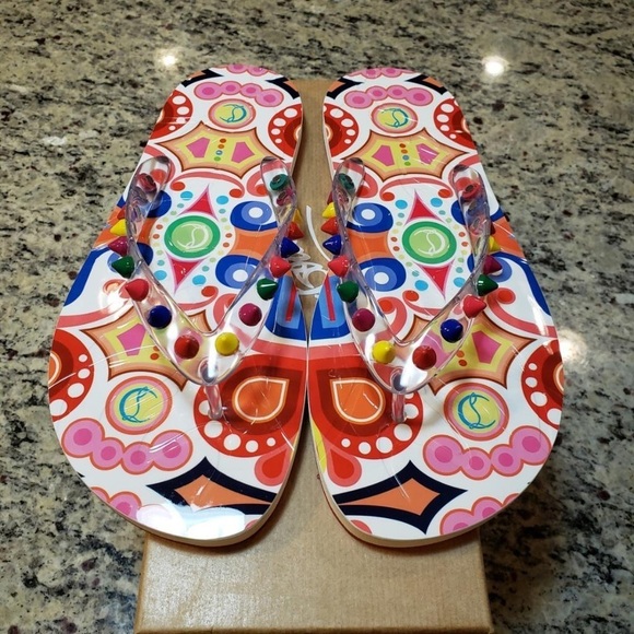 NEW Christian Louboutin Loubi Studded Flip Flop Size 35 - Picture 9 of 13